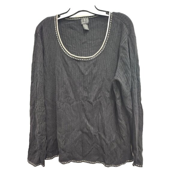 INC International Concepts Sweaters - INC International Concepts Womens Sweater Plus Size 2X Black White Trim Ribbed